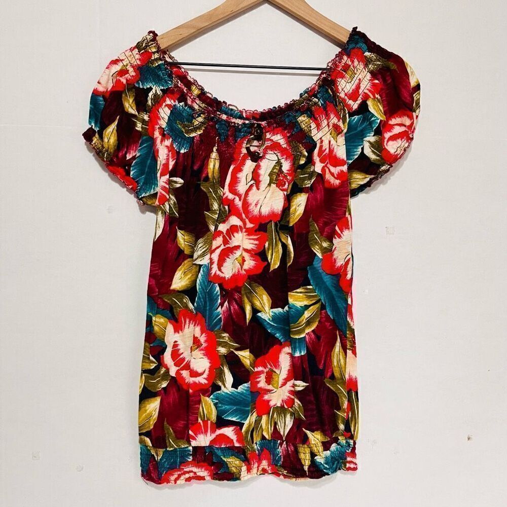 Lucky Brand Tropical Print Top   Sz M